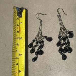 METAL and glass bead chandelier earrings 3" drop